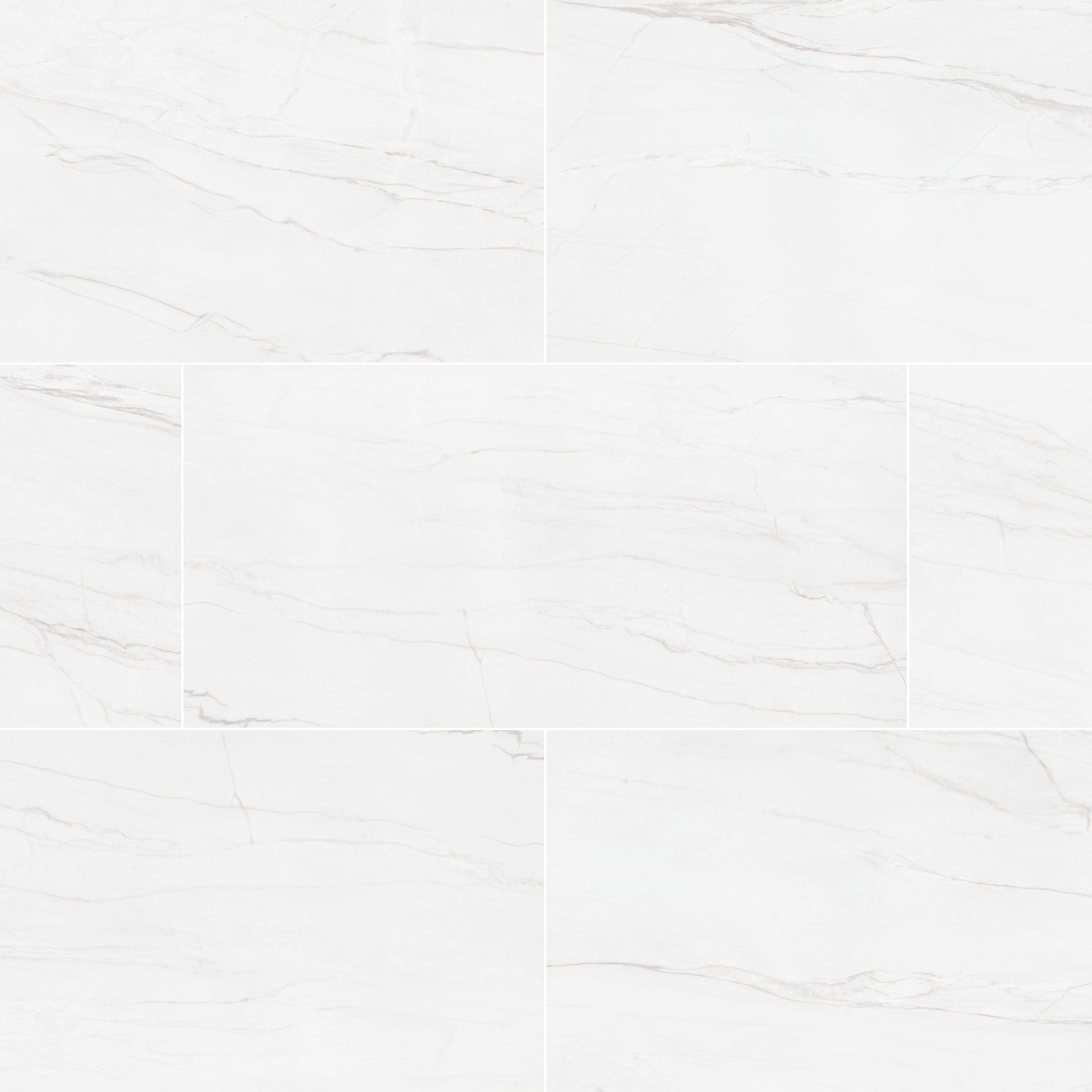 Kaya Marble-Look Porcelain Tile — clean product view — color Zermatta Blanca