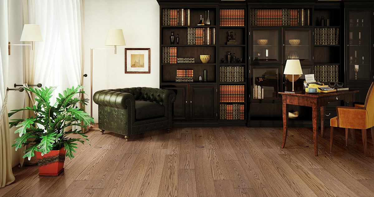 Kelmore 7x48 European Engineered Hardwood Plank — installed room view