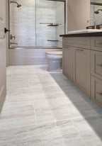 Veneto Porcelain Bullnose Trim — installed room view — color White