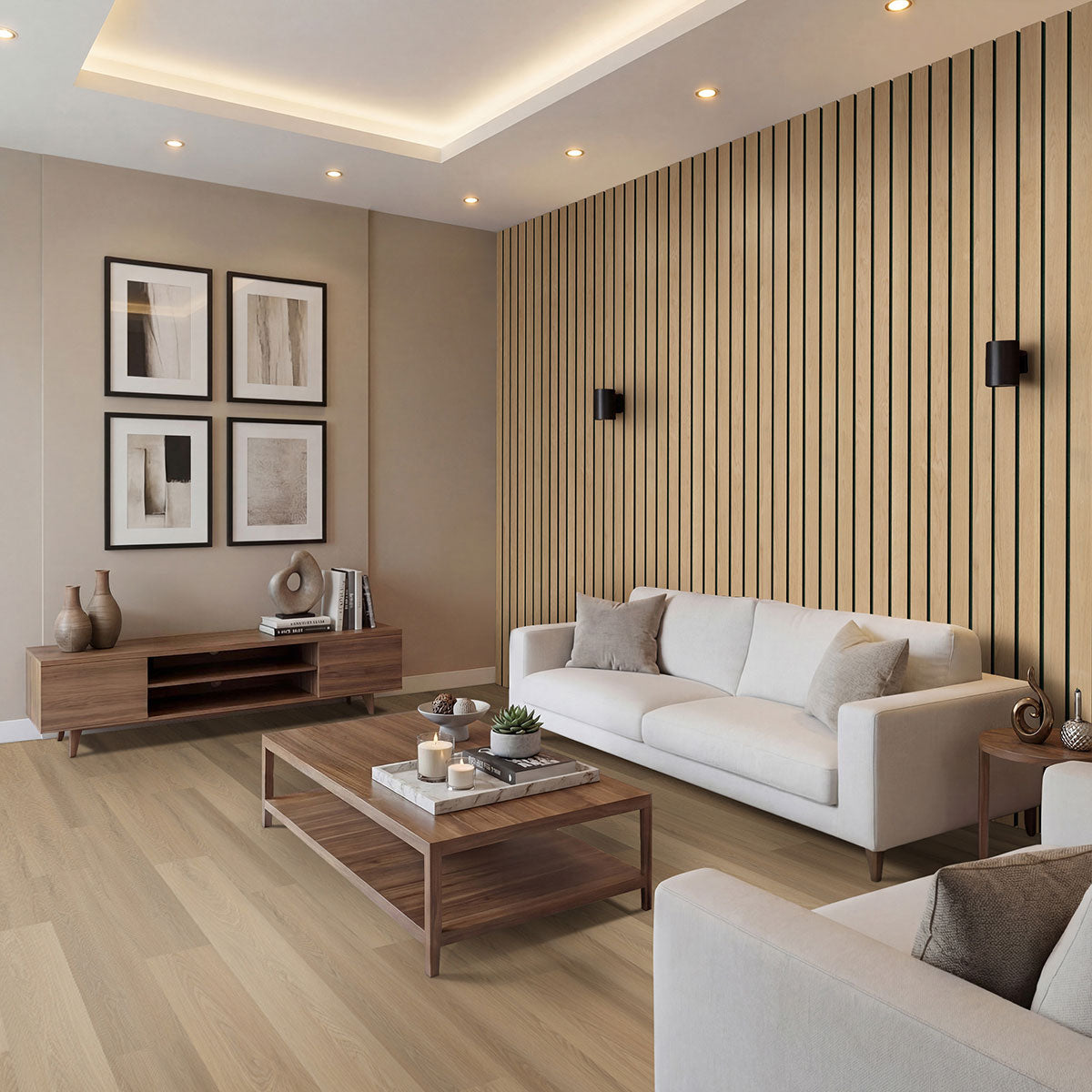Laurel Reserve 9x48 8mm 22mil Waterproof Rigid Core Luxury Vinyl Plank — installed room view — color Larkin