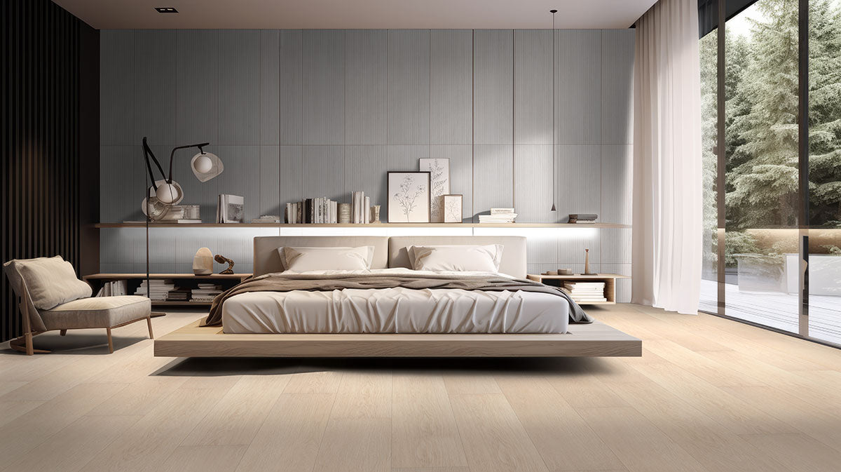 Laurel Reserve 9x48 8mm 22mil Waterproof Rigid Core Luxury Vinyl Plank — installed room view — color Malta