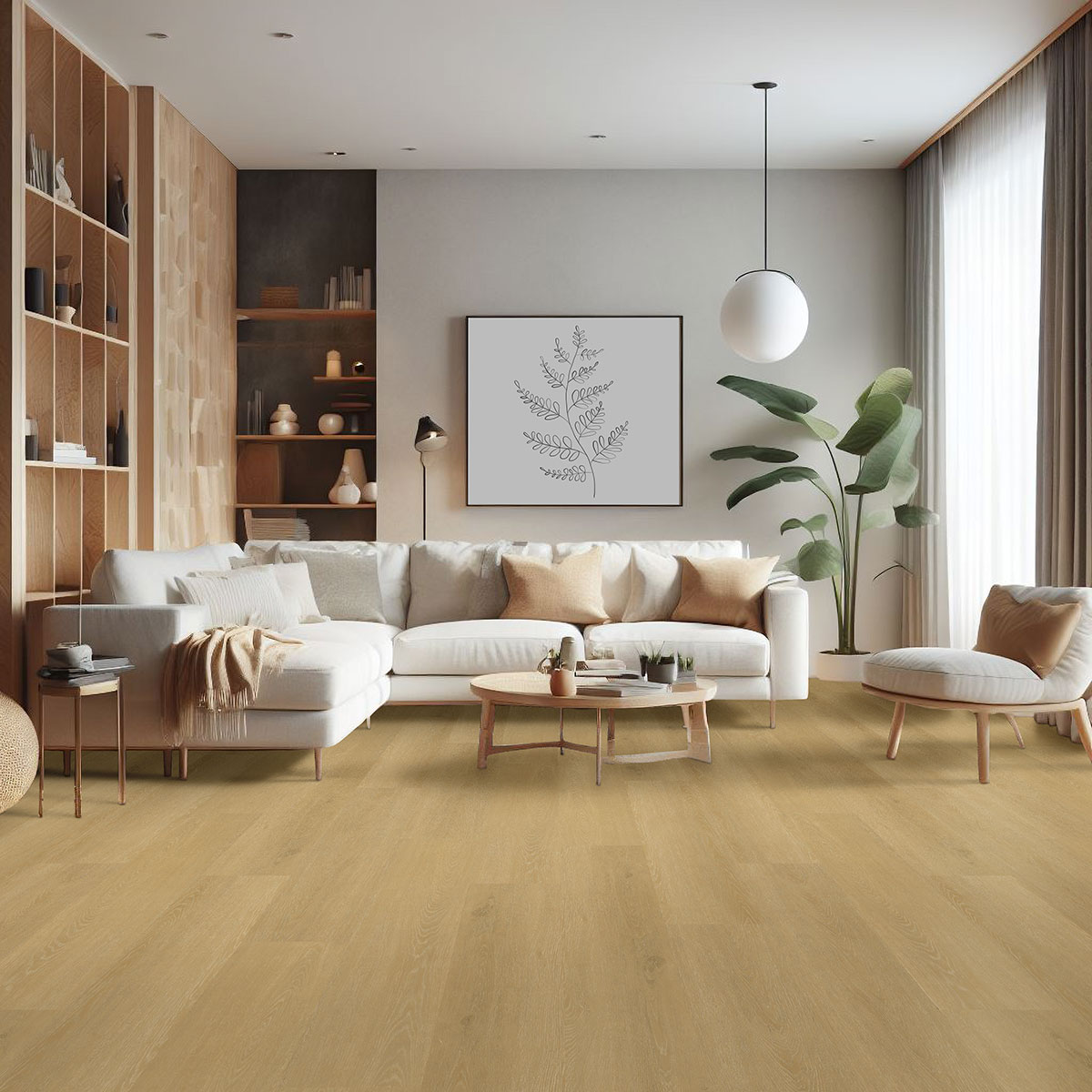 Laurel Reserve 9x48 8mm 22mil Waterproof Rigid Core Luxury Vinyl Plank — installed room view — color Selbourne