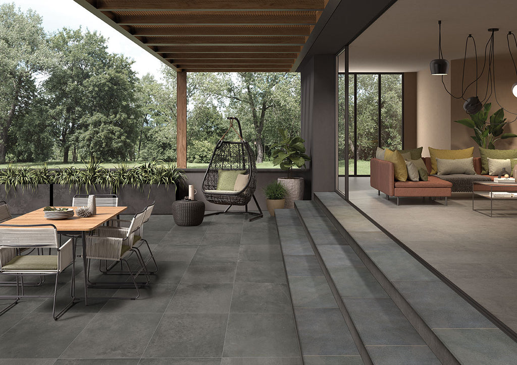 Midnight Montage Porcelain Pool Coping - installed example (representative)
