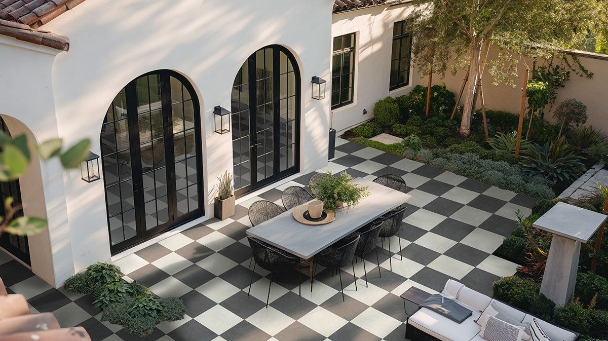 Legions Matte Color-Body Porcelain Tile — installed room view — color Quartz White