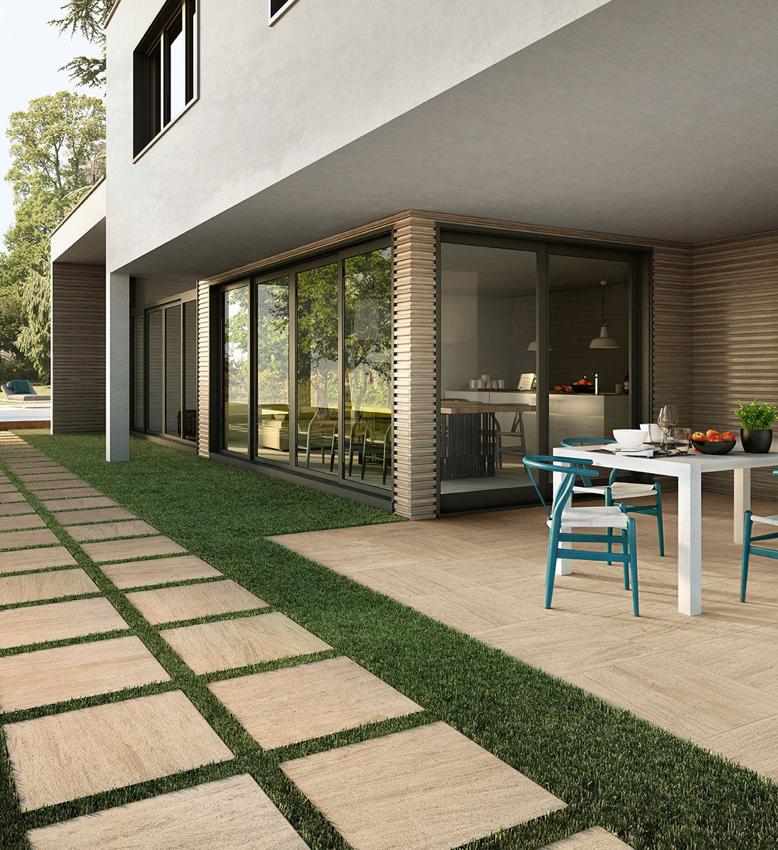 Livingstyle Beige Porcelain Paver - installed example (representative)