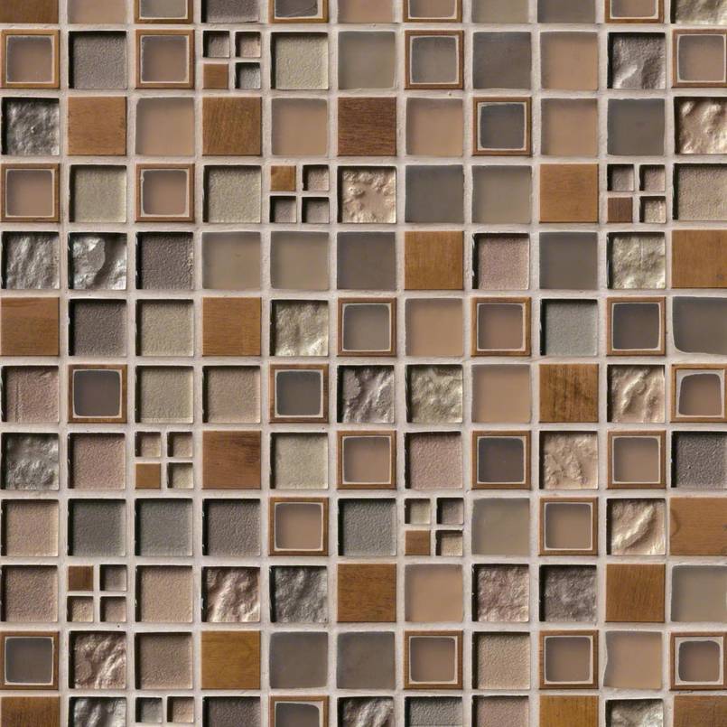 Manhattan Blend Pattern 8mm Glass and Metal Mosaic — clean product view — color Blend
