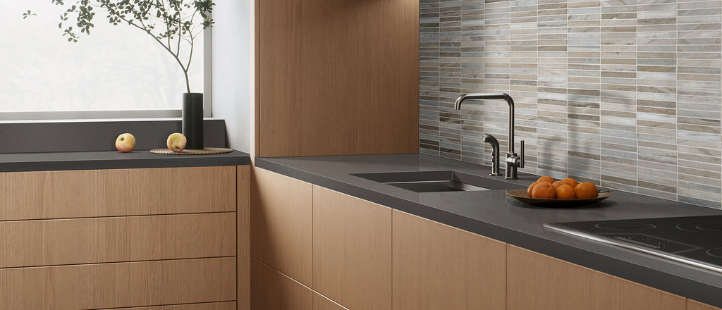 Manhattan Gray quartz — room scene