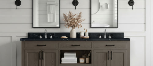 Marquina Midnight quartz — room scene
