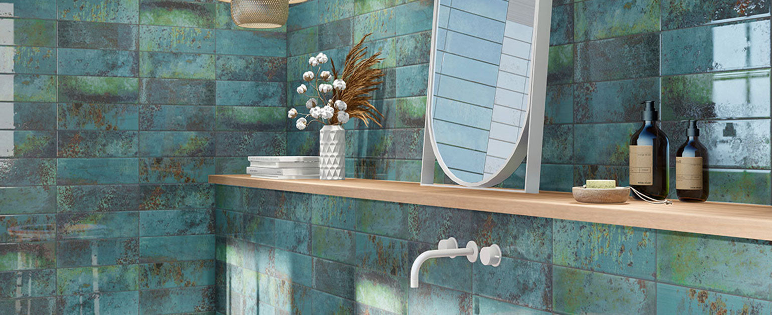 Marza 4x12 Glossy Glazed Ceramic Subway Tile installed room scene
