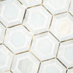 Medici Gold and Silver Pattern Stone-Metal Mosaic — isometric scale view — color Gold Pattern