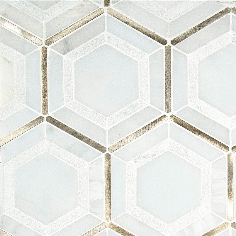Medici Gold and Silver Pattern Stone-Metal Mosaic — clean product view