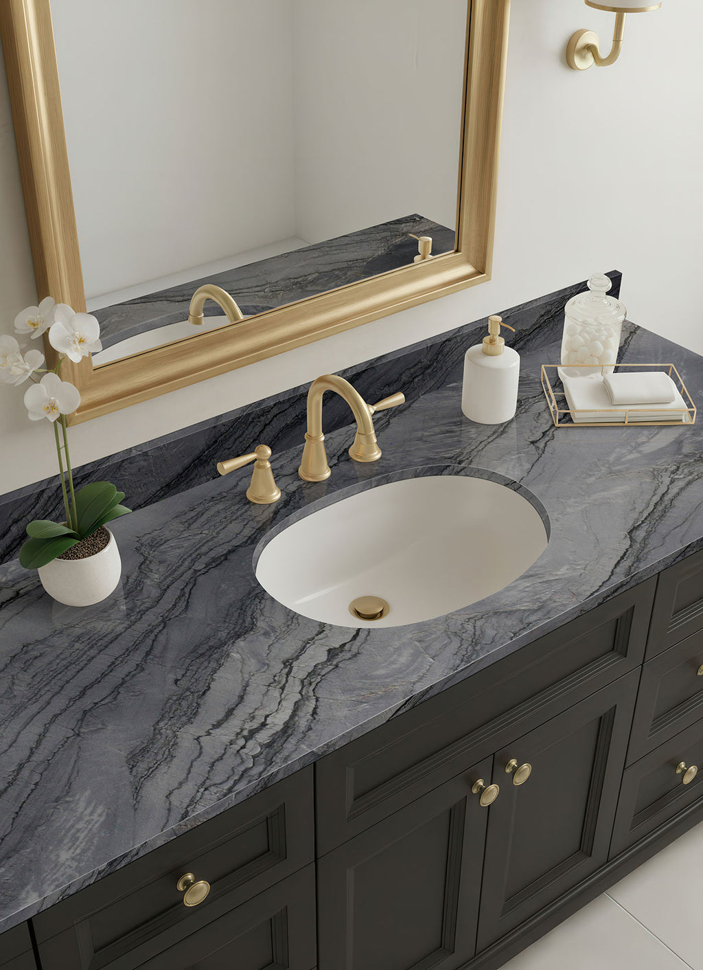 Mercury Gray Quartzite Slab — room scene