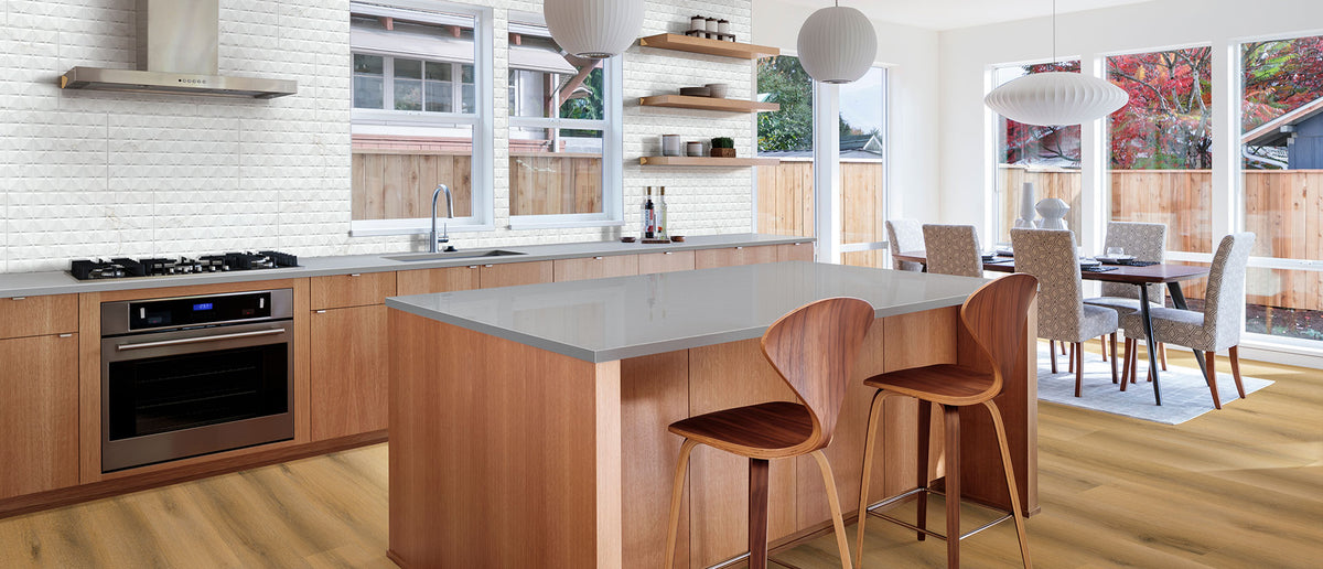 Meridian Gray quartz — room scene
