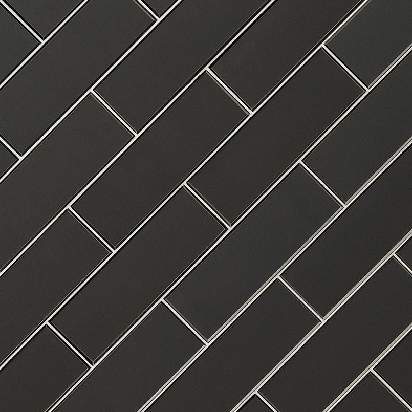 Bevollo Beveled Glass Wall Tile — isometric scale view — color Metallic Gray