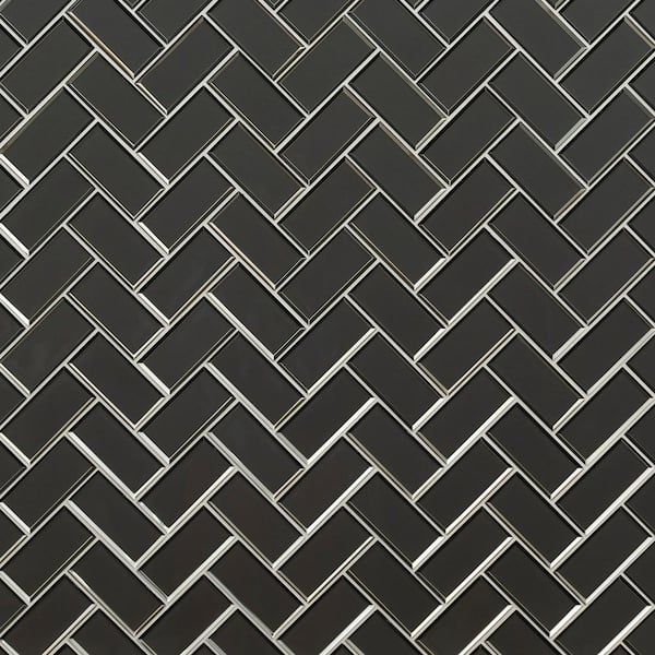 Metallic Gray Beveled 3-inch Hexagon 8mm Glass Mosaic product view
