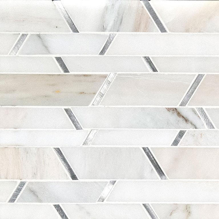 Metro Silver Pattern Stone and Metal Mosaic — clean product view