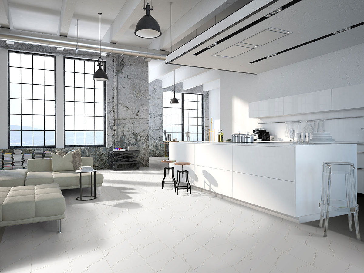 Miraggio 3x24 Matte and Polished Porcelain Bullnose — installed room view