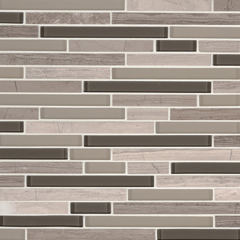 Modello Grigio Interlocking 6mm Stone-Glass Mosaic — clean product view