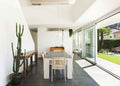 Montauk Black Ashlar Pattern Gauged Slate Tile — installed room view — color Black and charcoal gray