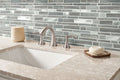 Bimini Interlocking Metal and Glass Mosaic — installed room view — color Silver and gray