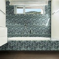 Midnight Blue Ombre 6mm Polished Glass Chevron Mosaic product view