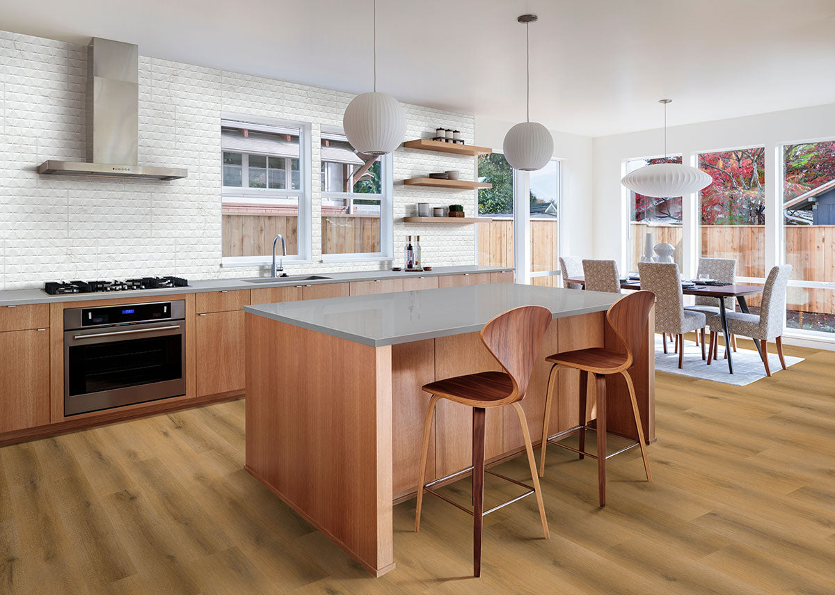 Nove Plus 9x48 2mm 12MIL Glue-Down Luxury Vinyl Plank — installed room view — color Plus Scandi