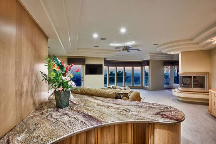 Onyx Bamboo Quartzite Slab — room scene