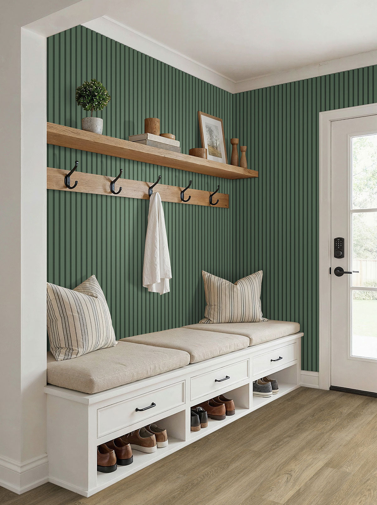 Painted Acoustic Slat Jade, supplier installed-wall example