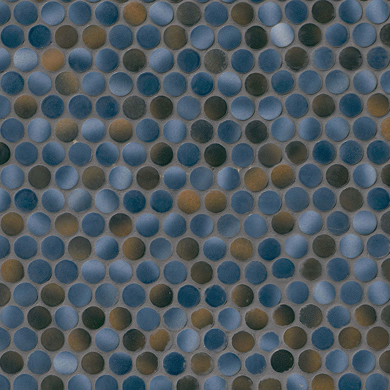 Azul Penny Round Glossy Porcelain Mosaic — clean product view
