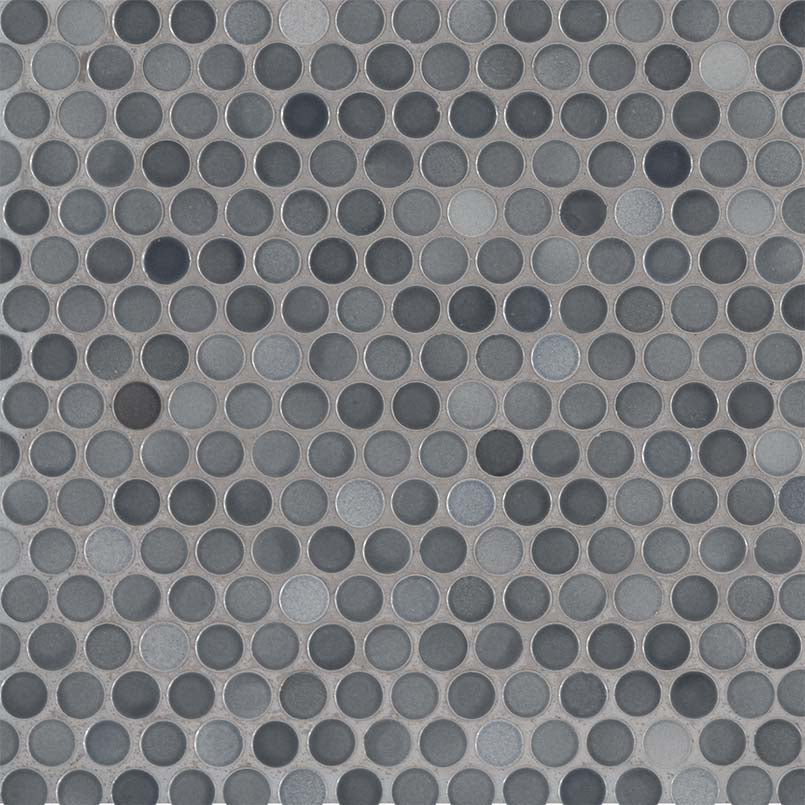 Penny Round Grigio Mix Glossy Porcelain Mosaic — clean product view
