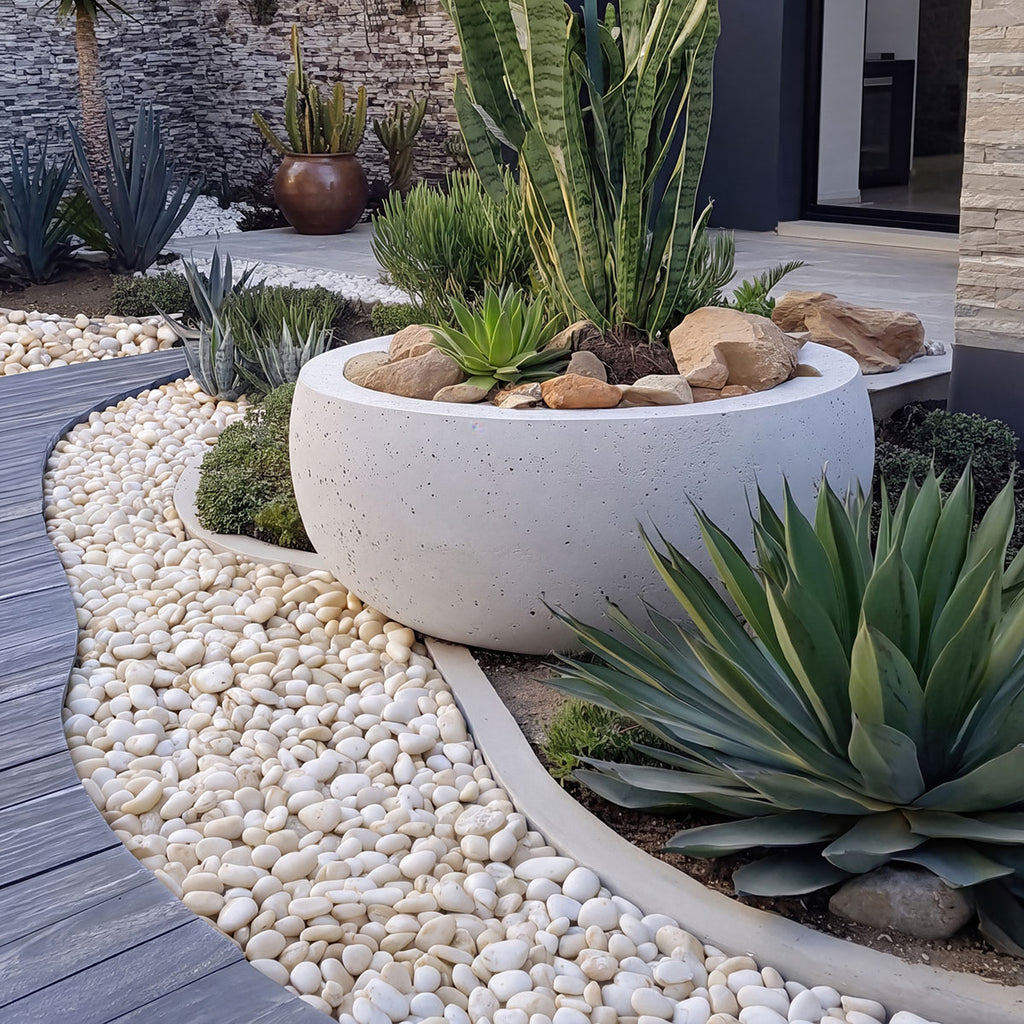 White Landscape Pebbles - installed example (representative)