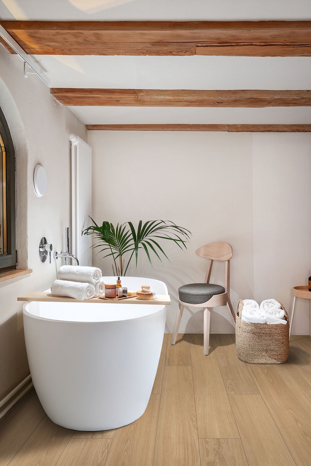 Placero 10x60 Matte Wood-Look Porcelain Tile — installed room view — color Timber