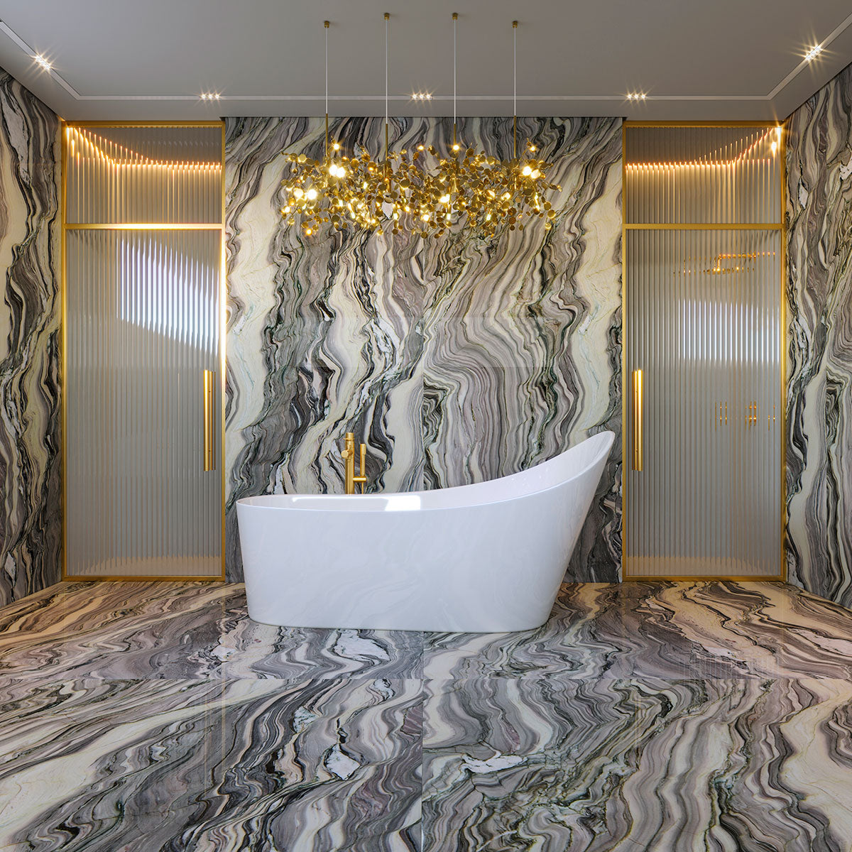 Platinum Blue Quartzite Slab — room scene