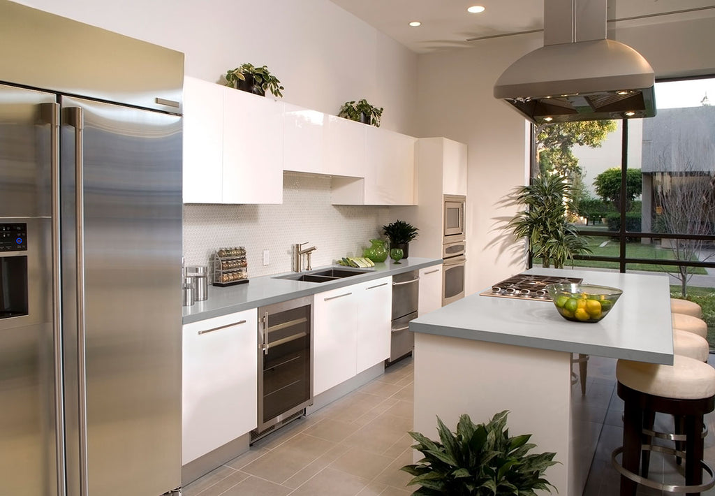 Polar White engineered marble — room scene
