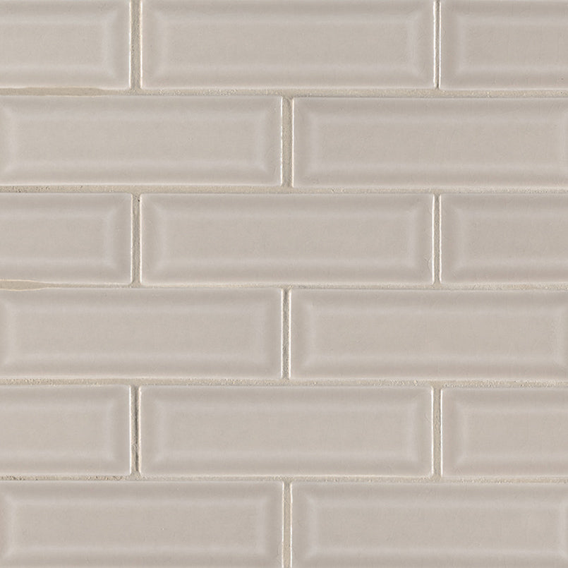 Highland Park 2x6 Glossy Beveled Ceramic Wall Tile — clean product view — color Portico Pearl