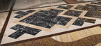 China Black With Vein Polished Marble Tile — installed room view — color Black with frosty white veining