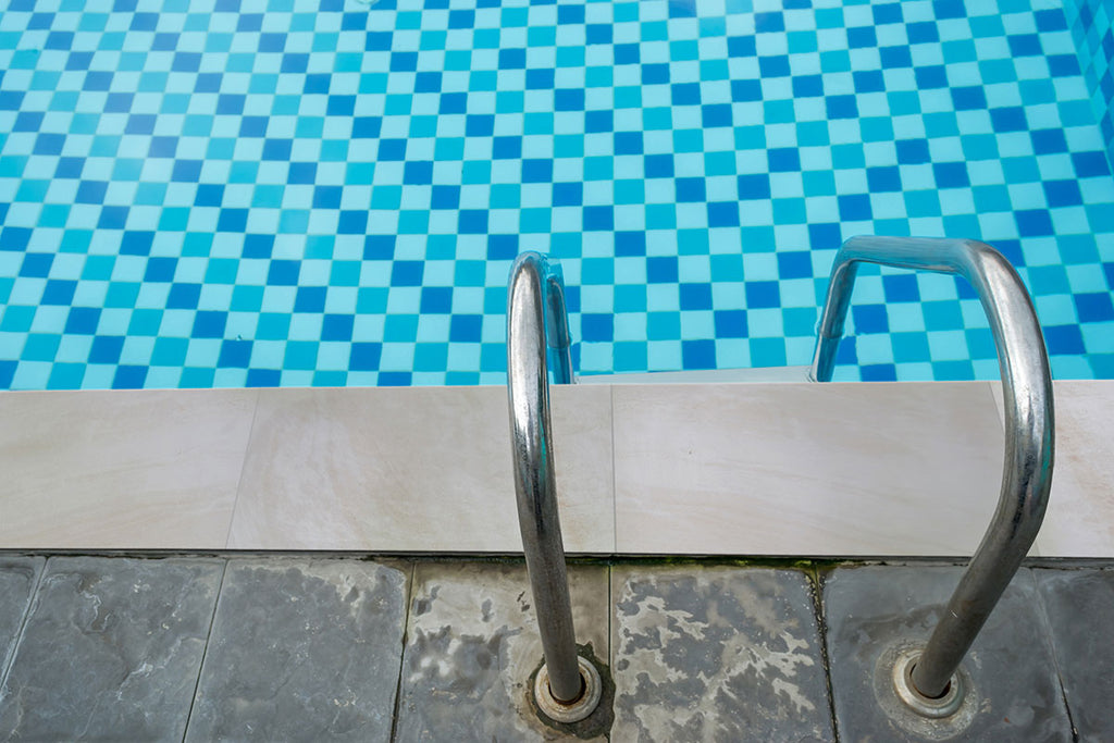 Praia Crema Porcelain Pool Coping - installed example (representative)