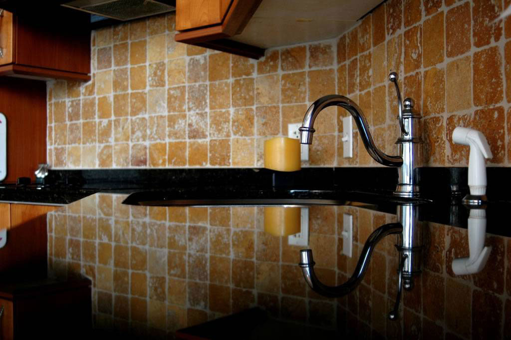 Premium Black Polished Granite Rail Moulding — installed room view — color Black