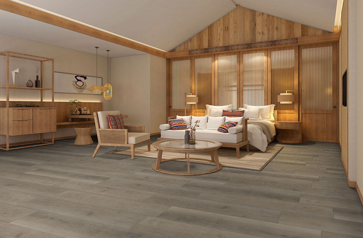 Prescott 7x48 6.5mm 20MIL Waterproof Rigid-Core LVP — installed room view — color Cranton