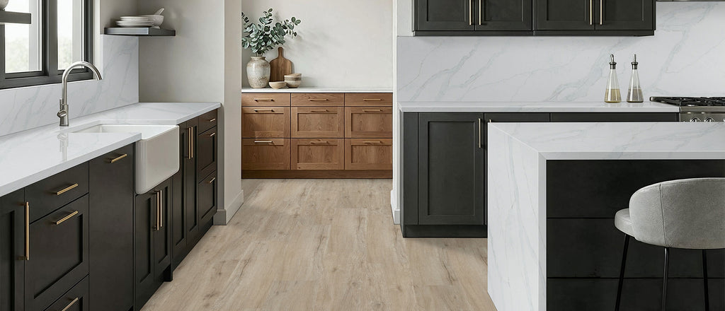 Calacatta Vernello quartz — room scene