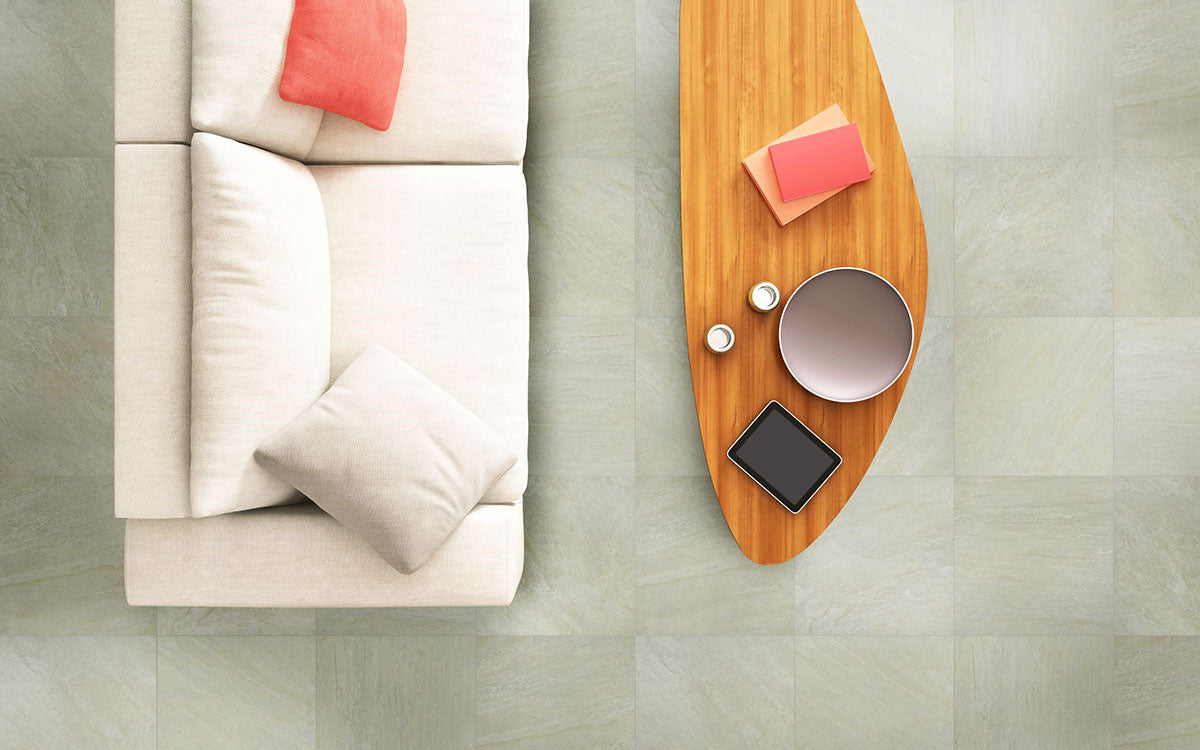 Legions 2x2 Matte Color-Body Porcelain Mosaic — installed room view — color Quartz White