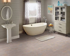 Rainbow Teak 12x12 Gauged Sandstone Tile — installed room view — color Brown | Beige | Rust