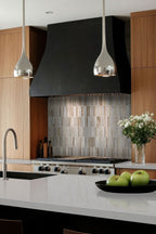 Ravello Mini Stack Polished Marble Mosaic — installed room view — color Mini Stack