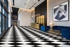 Regallo 2x2 Matte Porcelain Mosaic — installed room view — color Calacatta Marbella