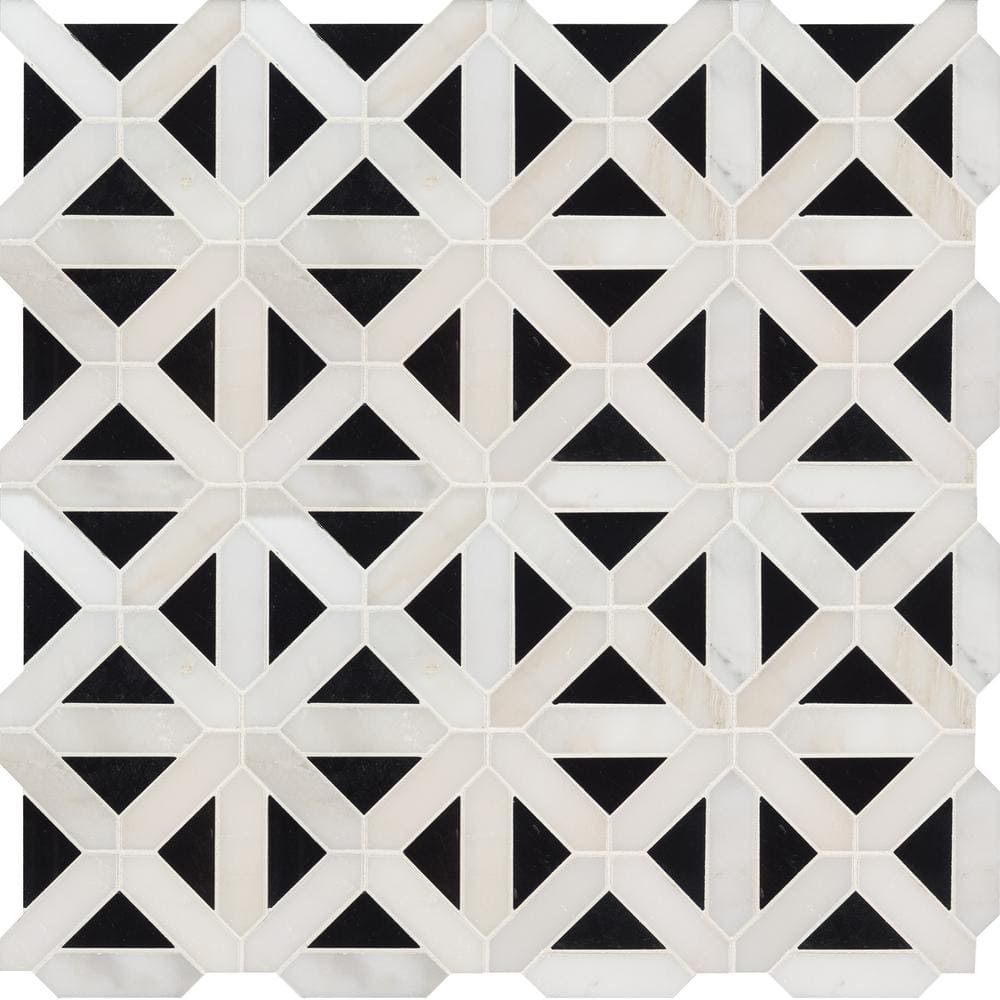 Retro Fretwork Polished Marble Mosaic — clean product view