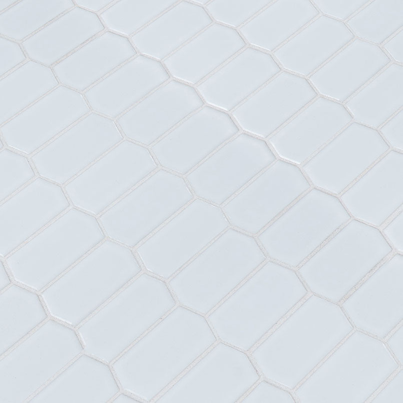Domino Retro Bianco Picket 8mm Glossy Porcelain Mosaic — isometric scale view
