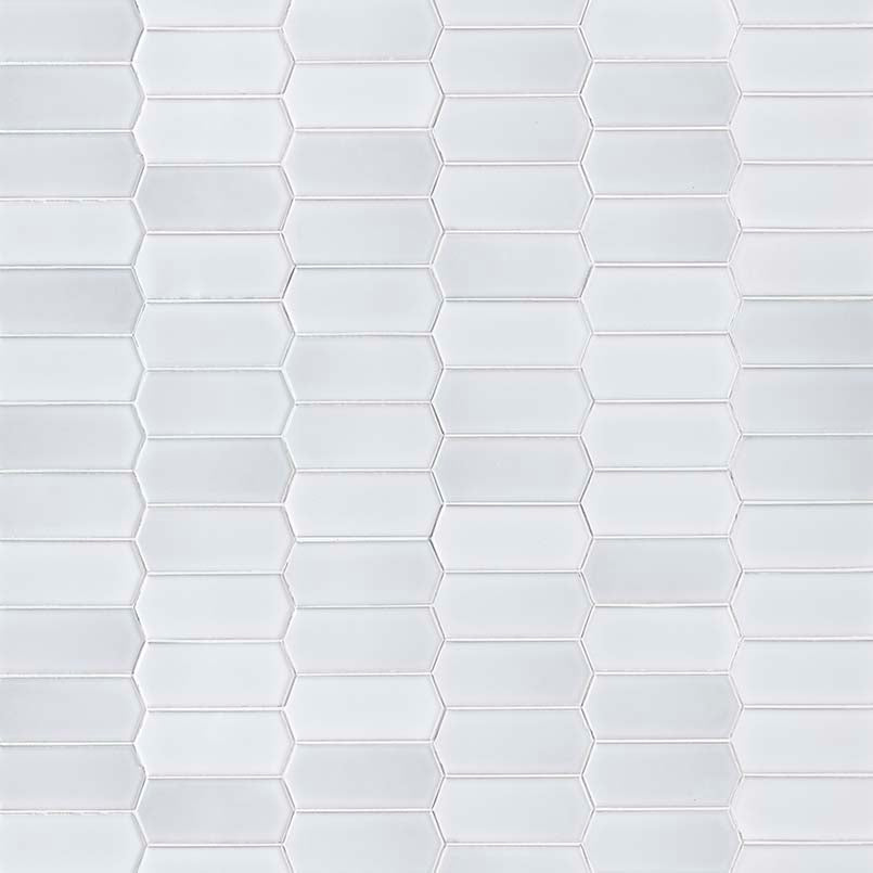 Domino Retro Bianco Picket 8mm Glossy Porcelain Mosaic — clean product view