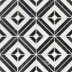 Rhombix Dove and Nero Polished Marble Mosaic — clean product view