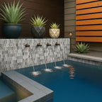Savoy Picket 8mm Glass Mosaic — installed room view — color Pattern