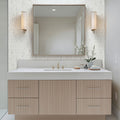 Scanalato Calacatta 5x10 Satin Fluted Porcelain Wall Tile — installed room view